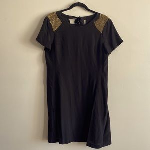 Madewell • black dress with gold sequins